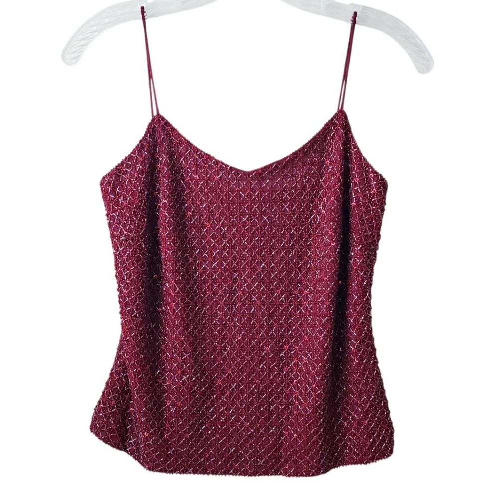 Ann Taylor Red Beaded Sequins Top - Picture 15 of 15